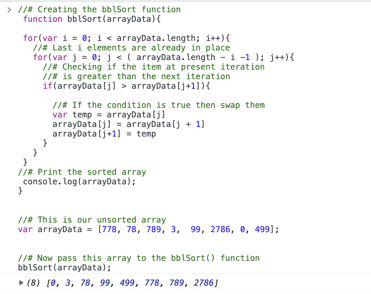 Bubble Sort Algorithm Using JavaScript - Lenexm